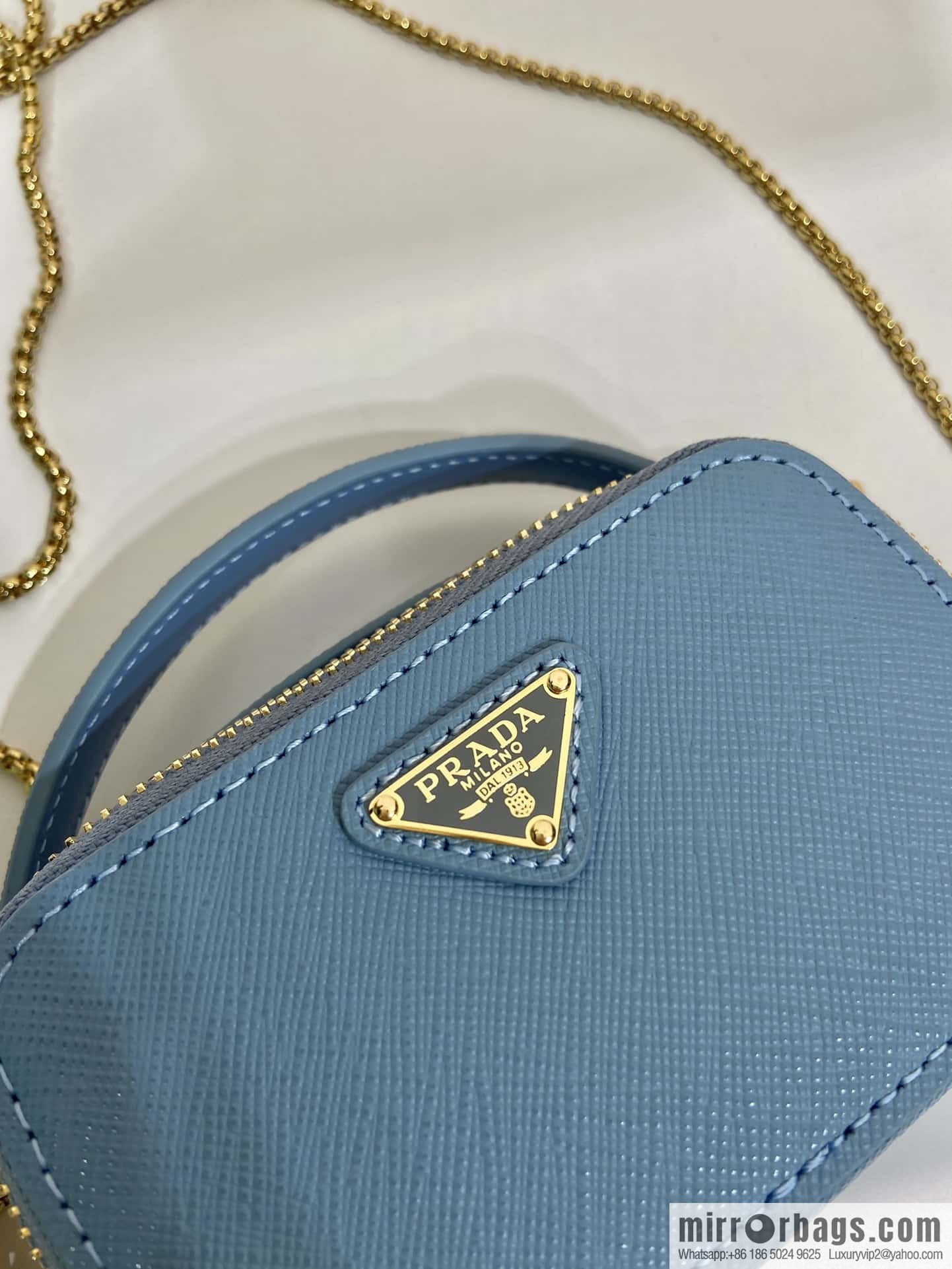 PRADA 🎉 mini diagonal bag 🎉 1NR025 cross pattern leather blue