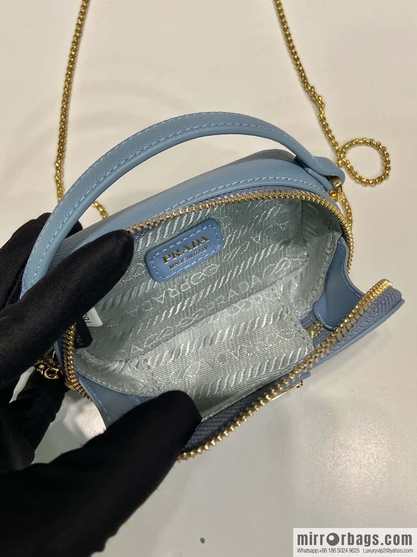 PRADA 🎉 mini diagonal bag 🎉 1NR025 cross pattern leather blue