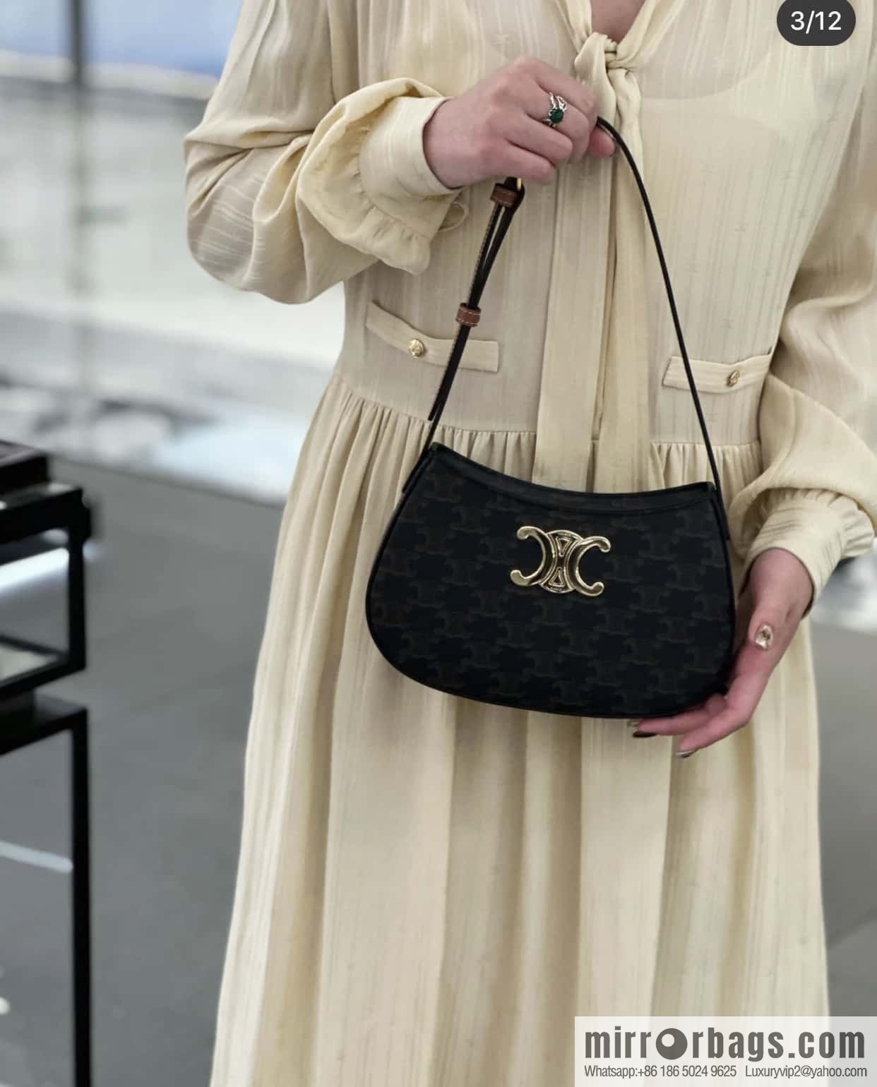 CELINE TILI medium logo printed cow leather (fabric) handbag 115702 monogram
