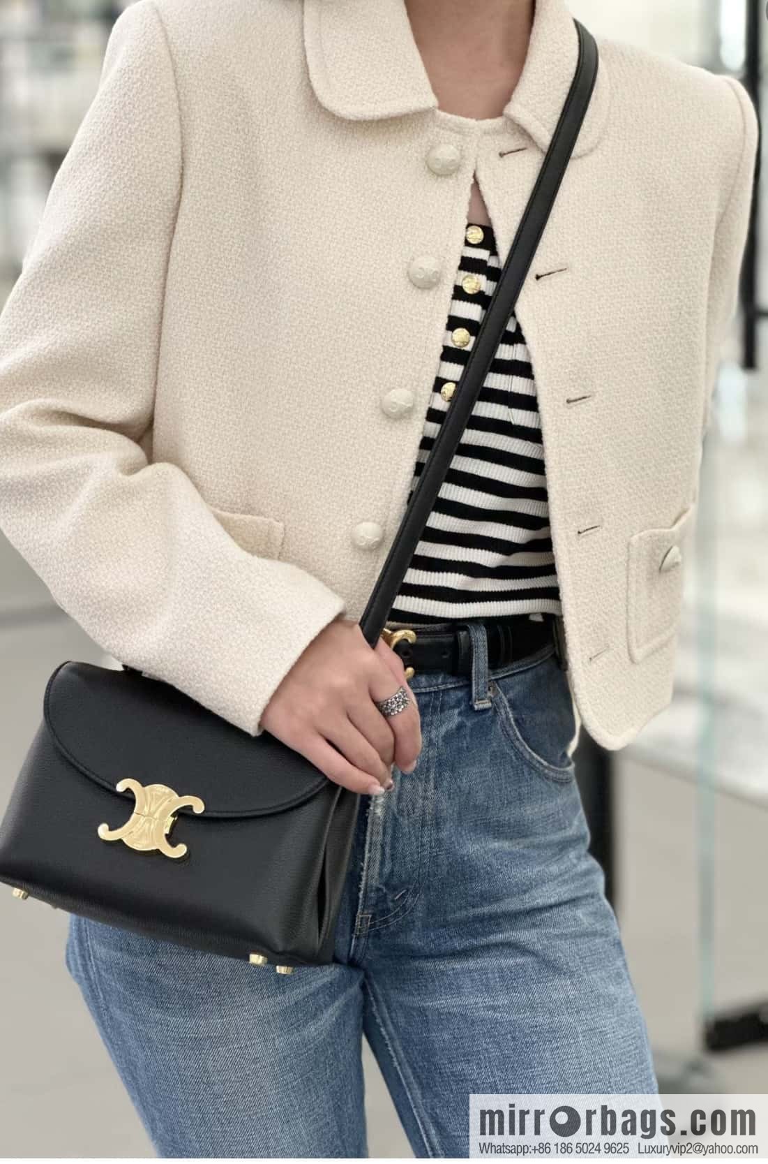 CELINE NINO Small soft cow leather (fabric) handbag 118113 black