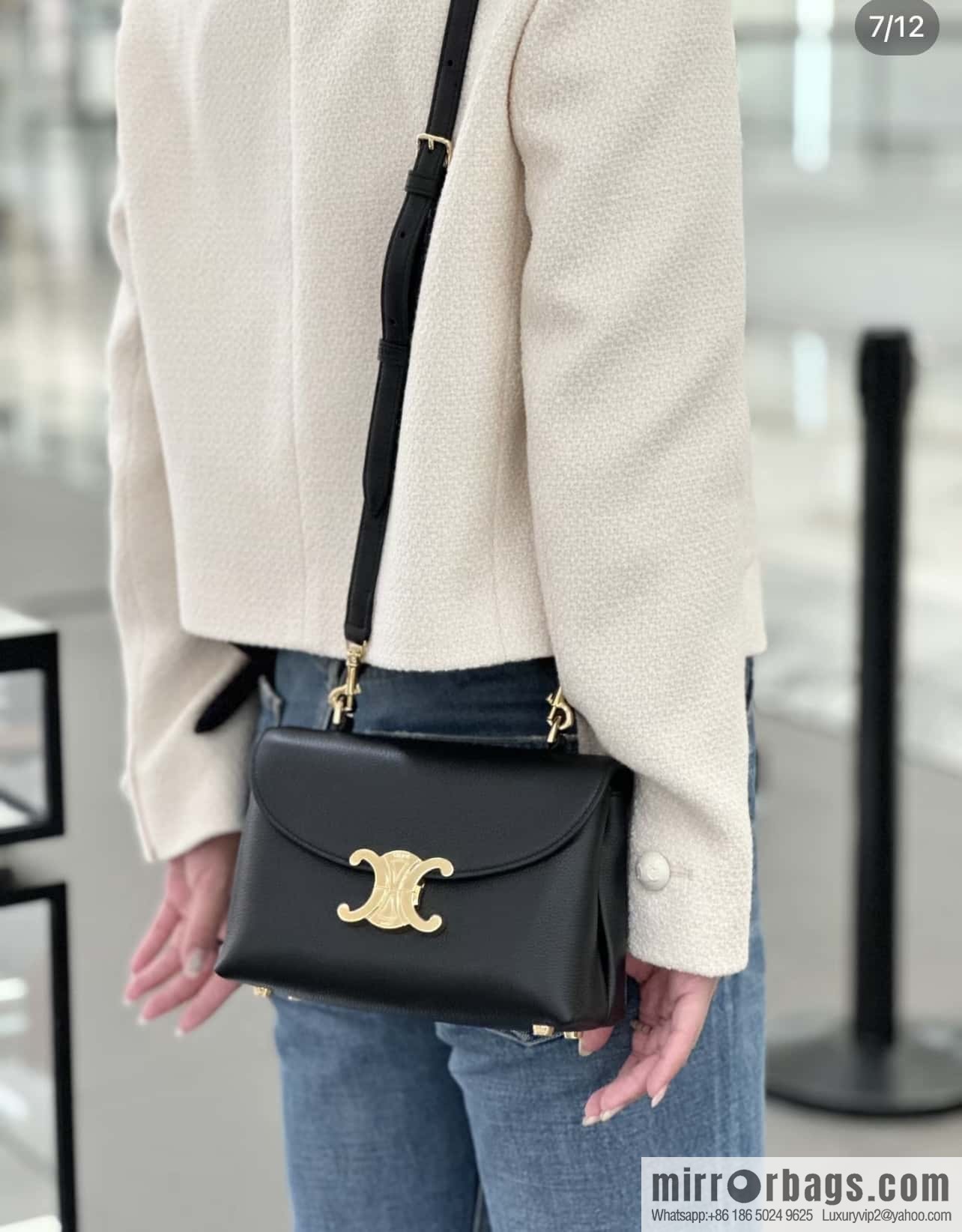 CELINE NINO Small soft cow leather (fabric) handbag 118113 black