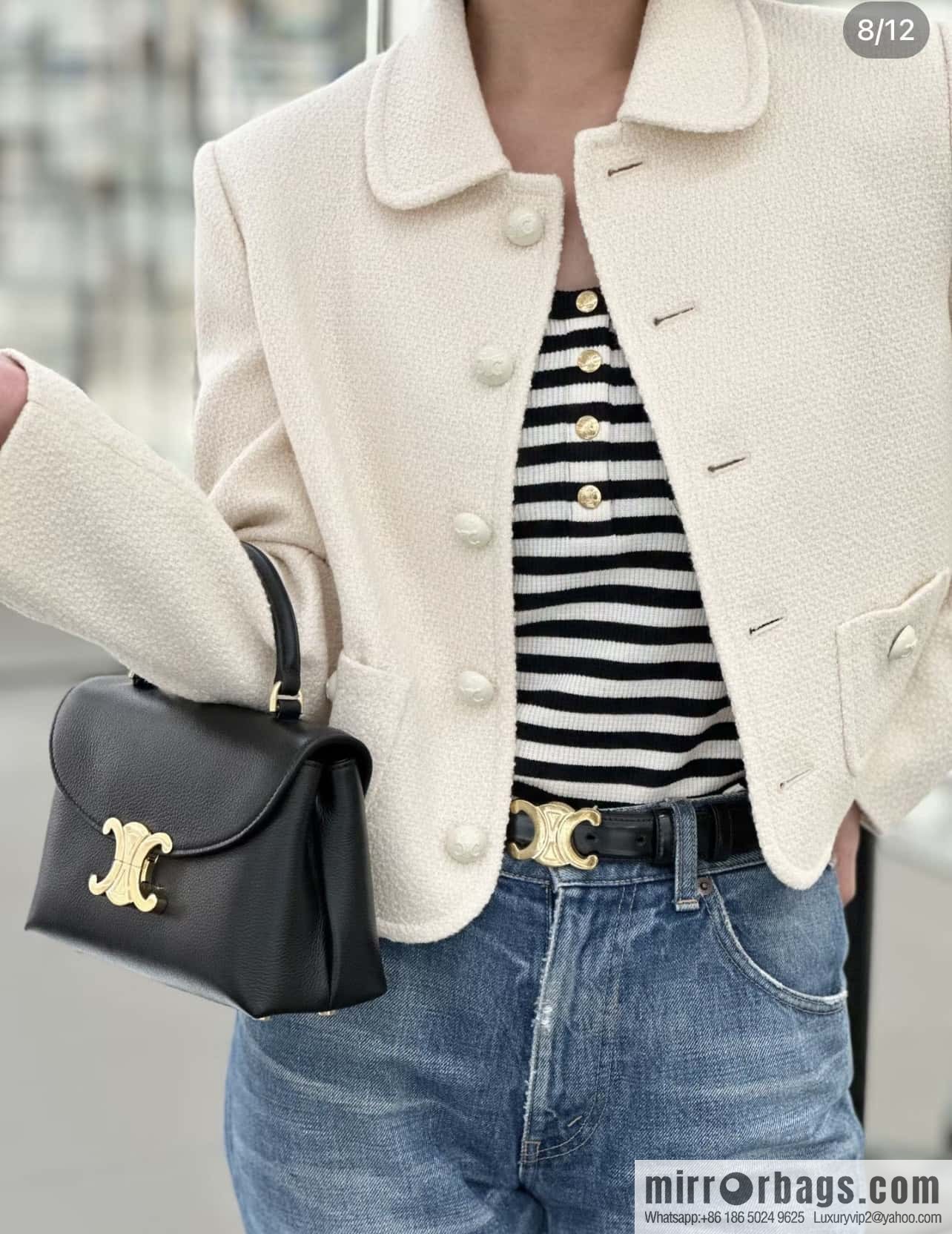 CELINE NINO Small soft cow leather (fabric) handbag 118113 black