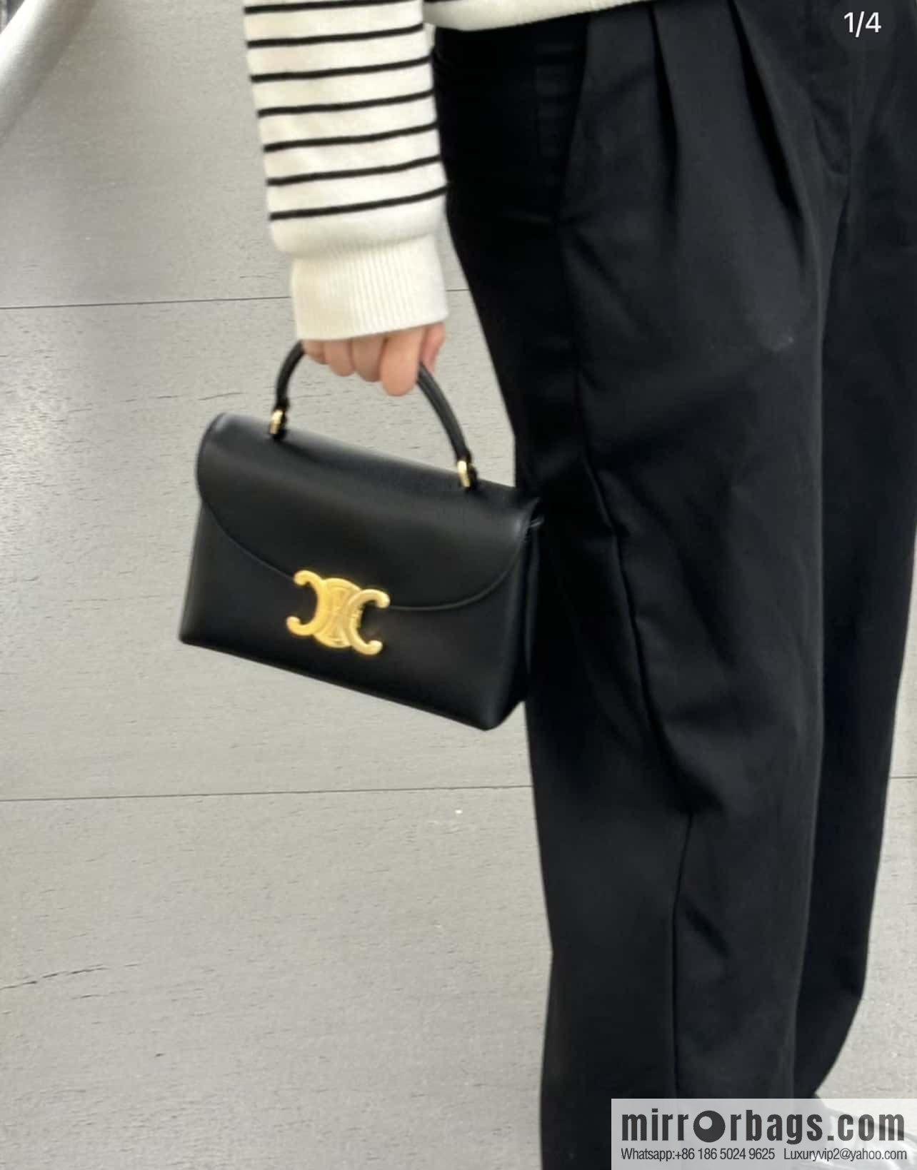 CELINE NINO Small soft cow leather (fabric) handbag 118113 black