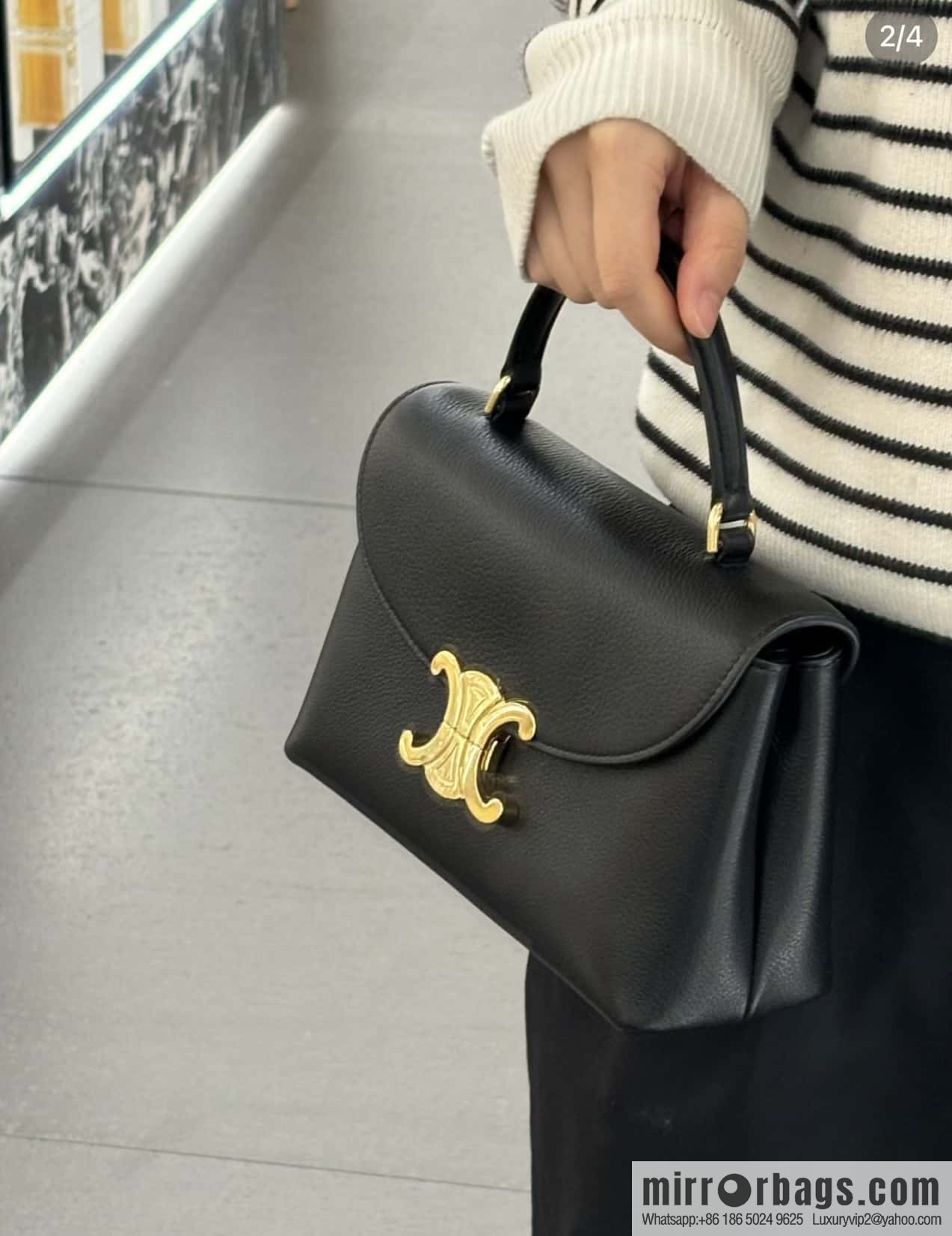CELINE NINO Small soft cow leather (fabric) handbag 118113 black