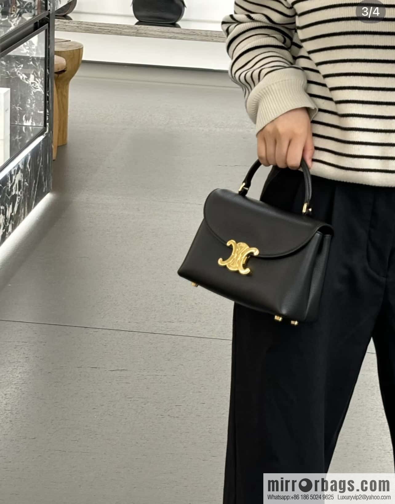 CELINE NINO Small soft cow leather (fabric) handbag 118113 black