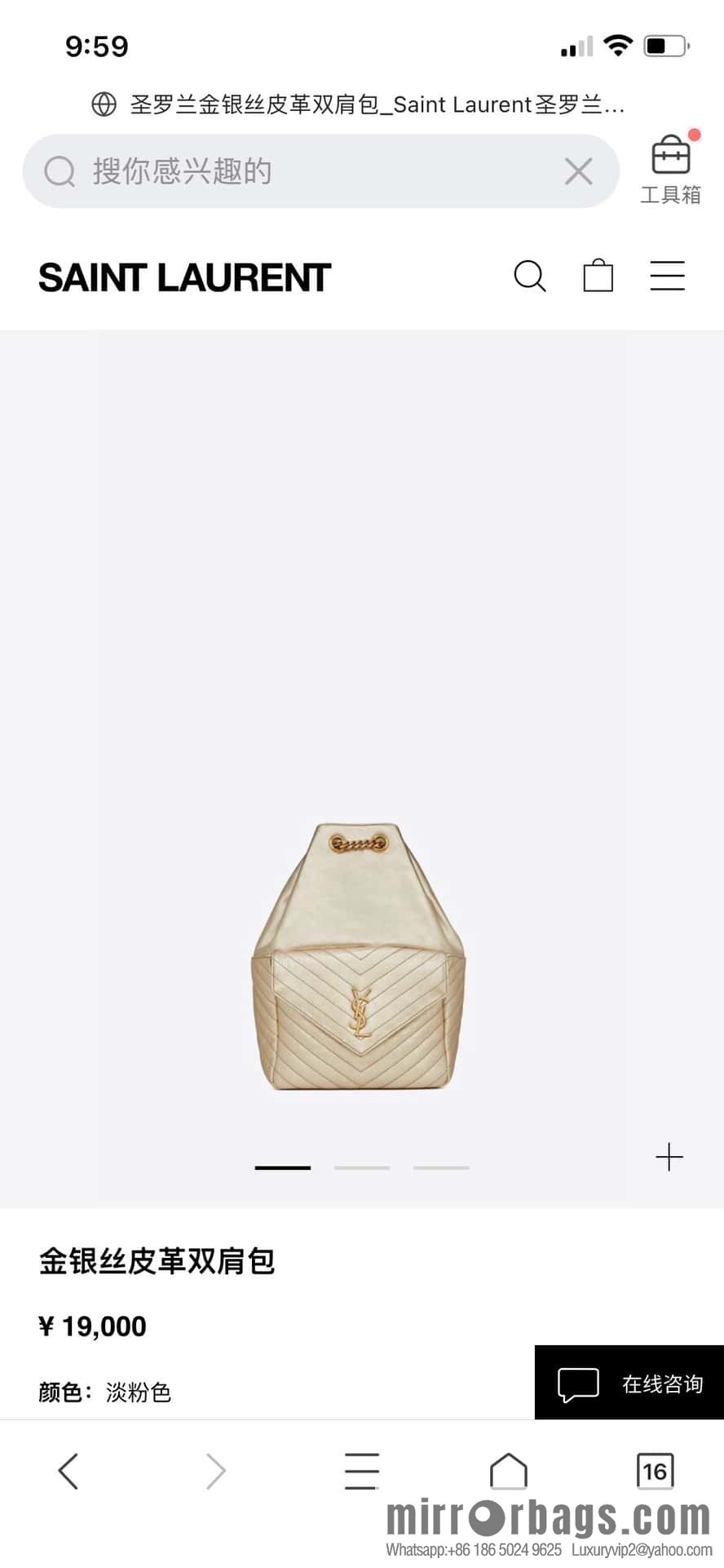 YSL _ backpack champagne 🥂 672609