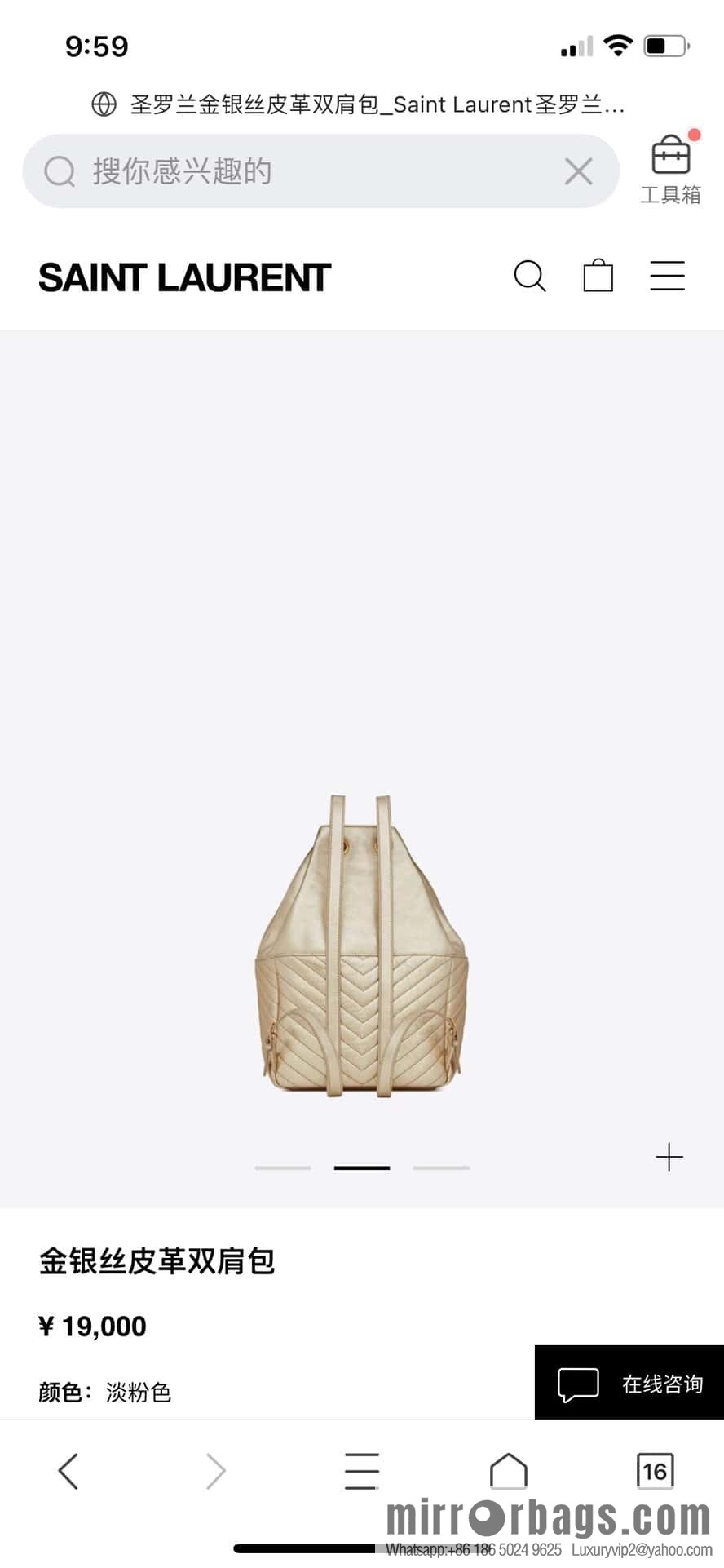 YSL _ backpack champagne 🥂 672609