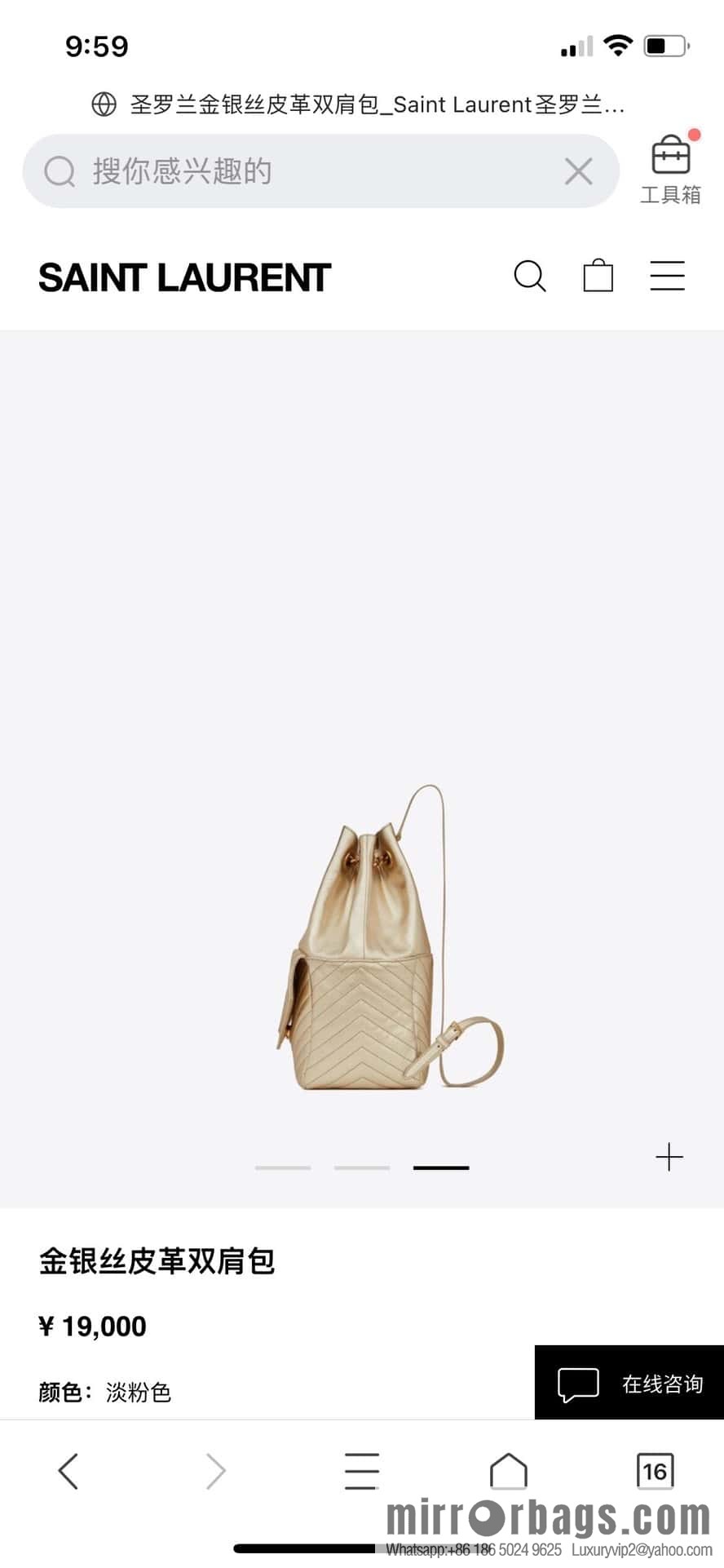 YSL _ backpack champagne 🥂 672609