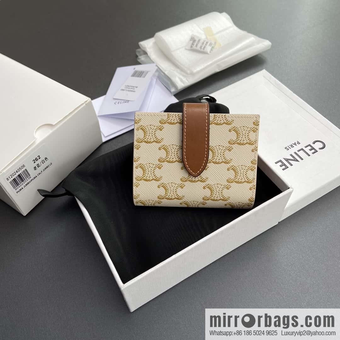 CELINE TRIOMPHE logo printed short three-fold wallet 10H262DB7.04LU