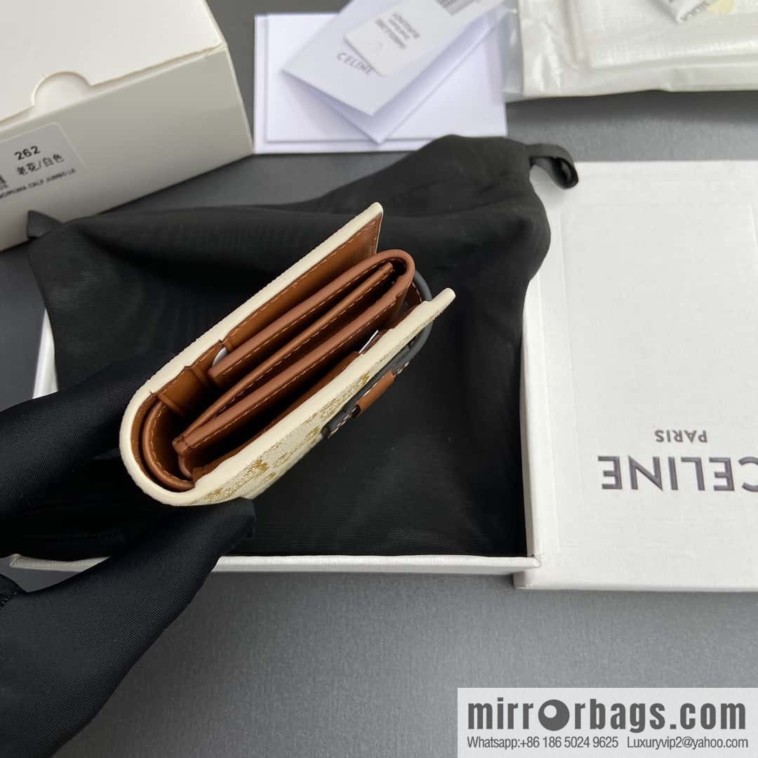 CELINE TRIOMPHE logo printed short three-fold wallet 10H262DB7.04LU