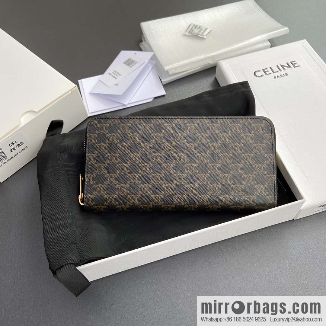 CELINE TRIOMPHE logo printing full zipper opening and closing 10l552DS3.04LU