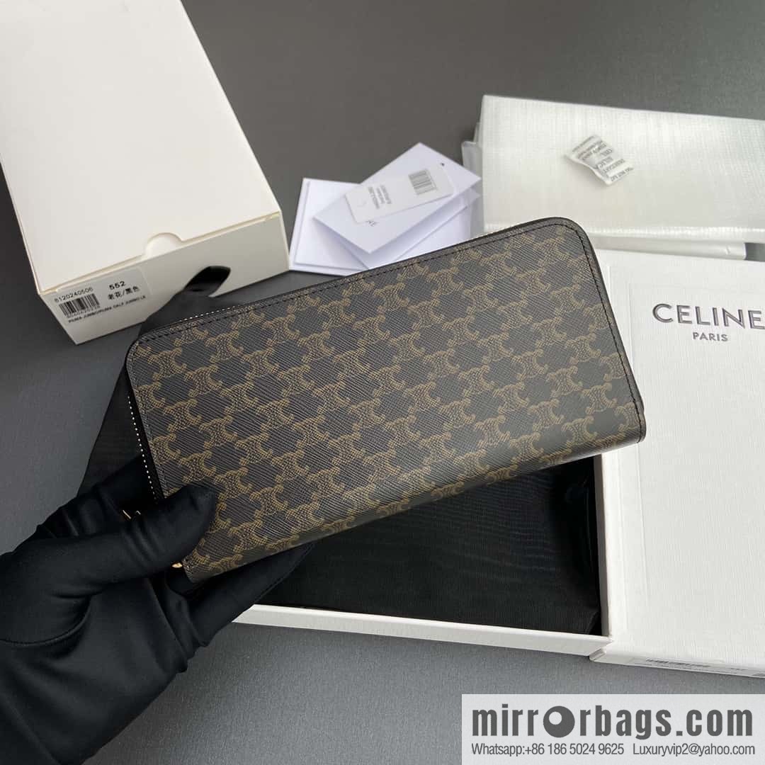 CELINE TRIOMPHE logo printing full zipper opening and closing 10l552DS3.04LU