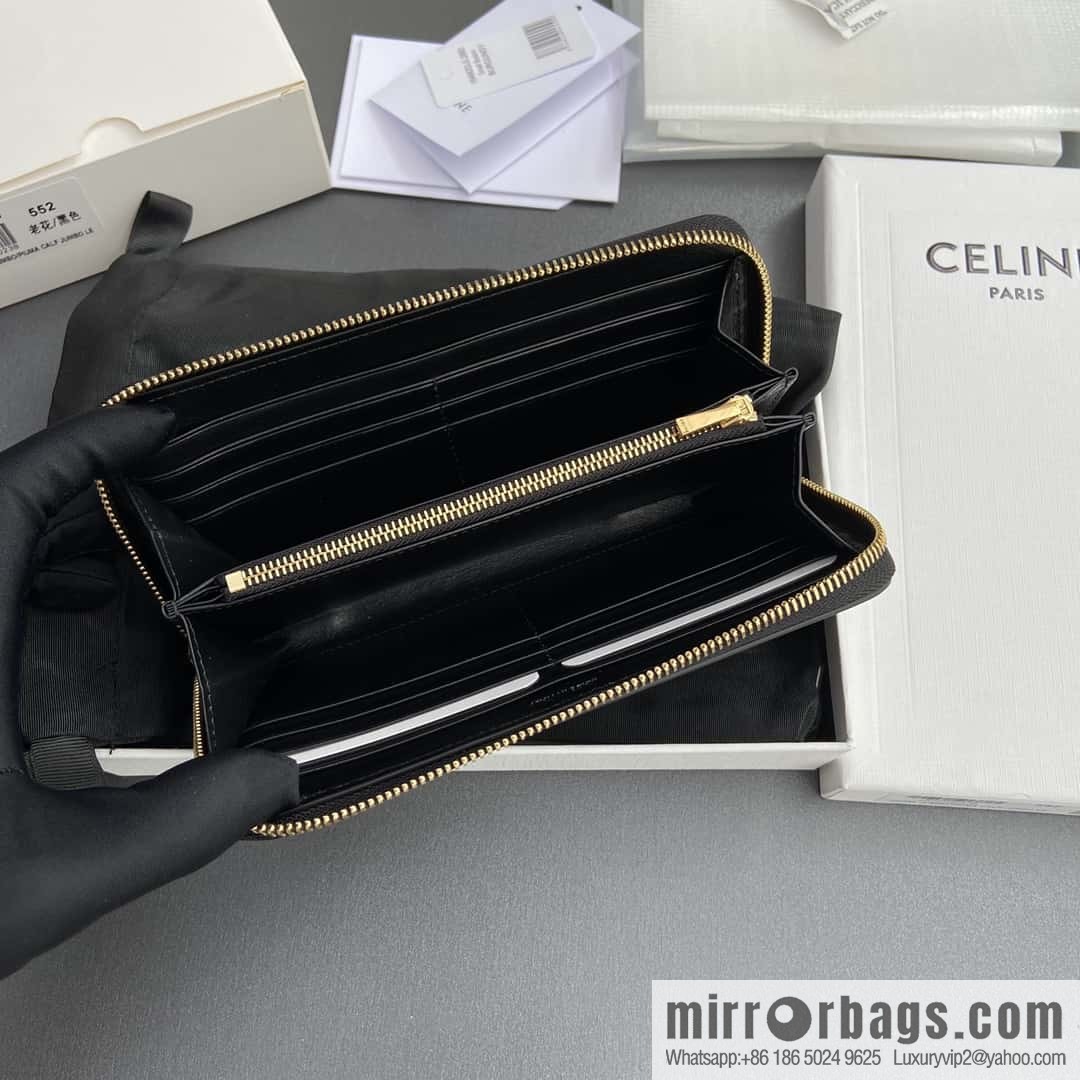 CELINE TRIOMPHE logo printing full zipper opening and closing 10l552DS3.04LU