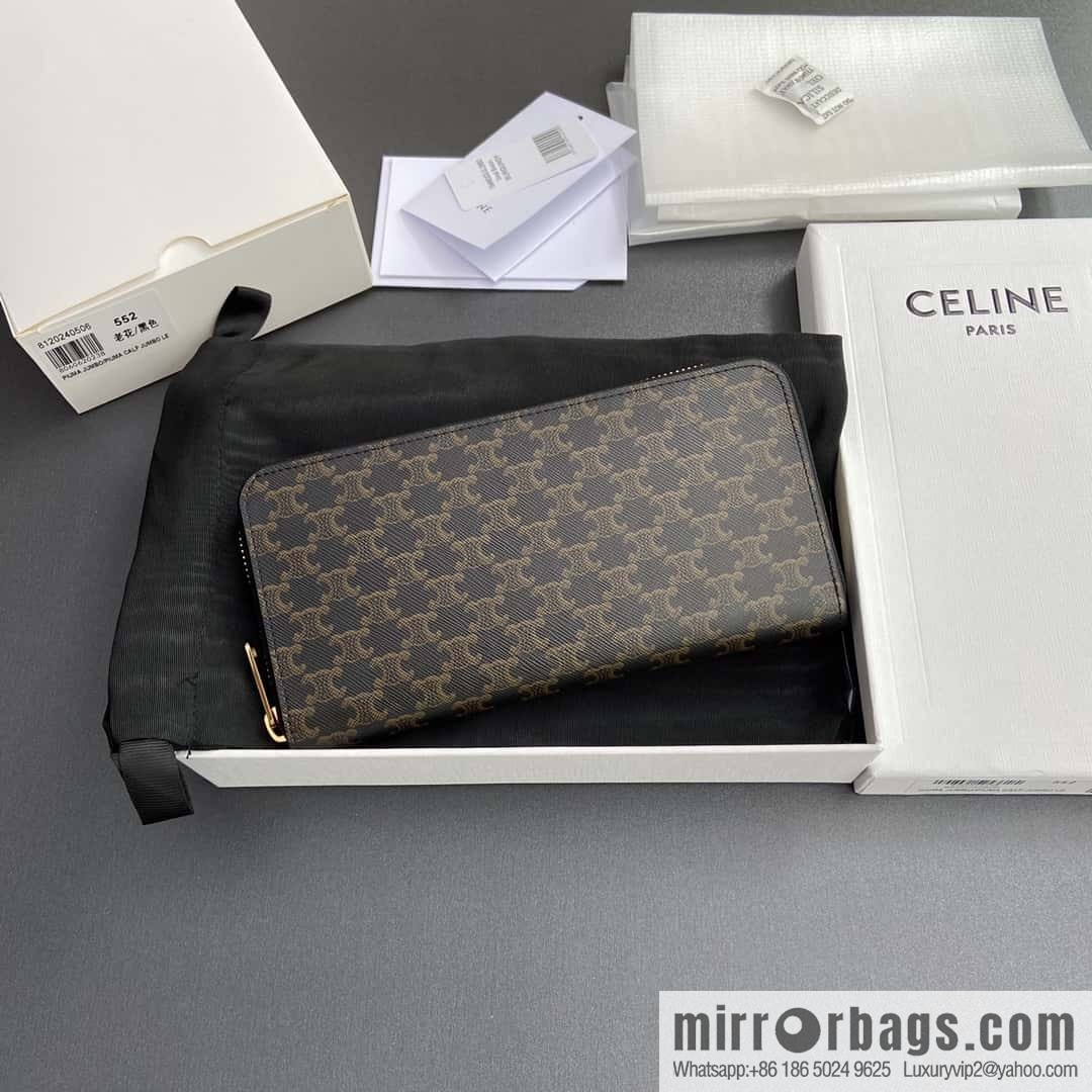 CELINE TRIOMPHE logo printing full zipper opening and closing 10l552DS3.04LU