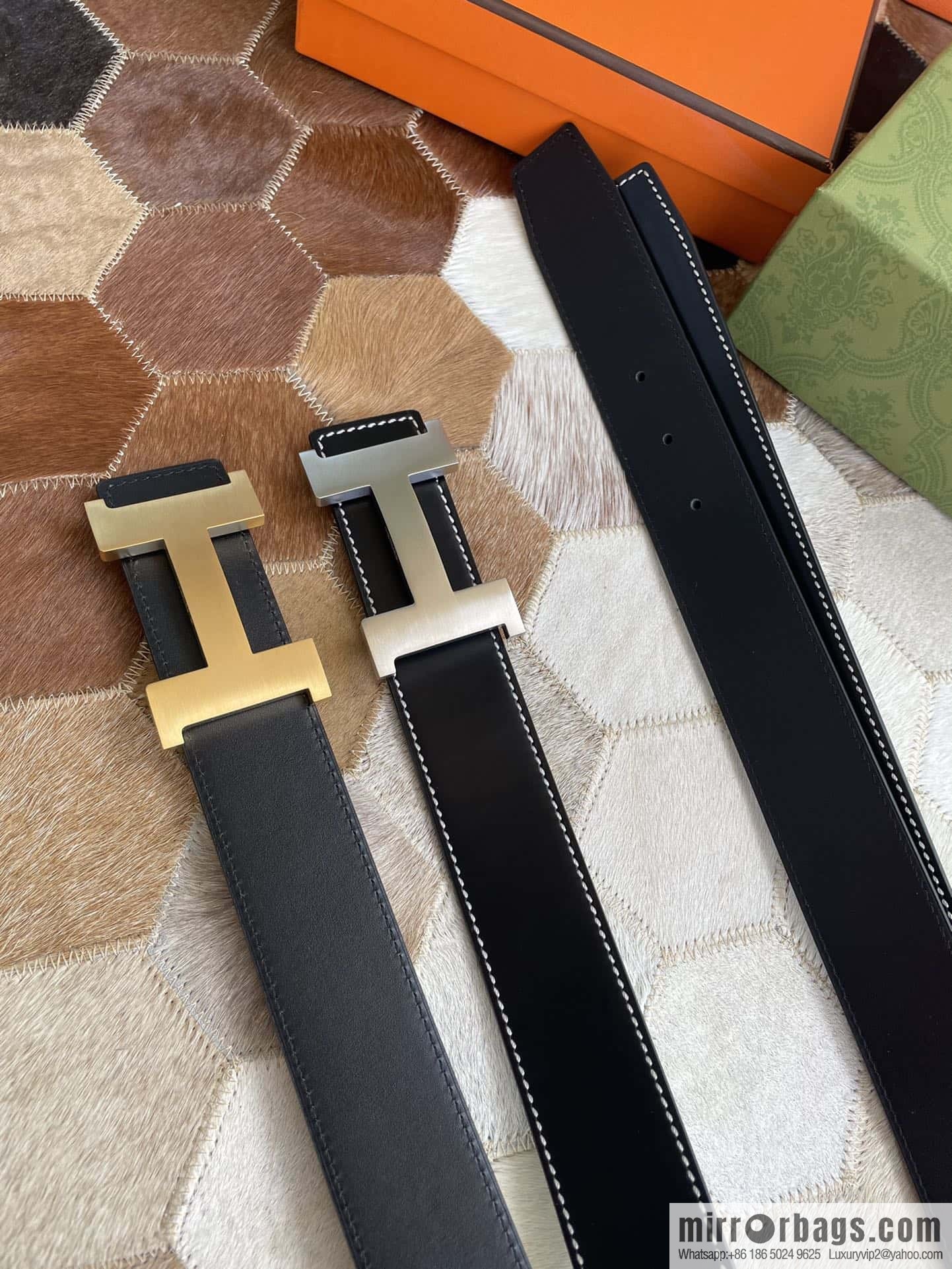 Hermes Hermes, fine steel four-corner solder joint metal buckle with first layer cowhide double-sided men's 3.8cm belt