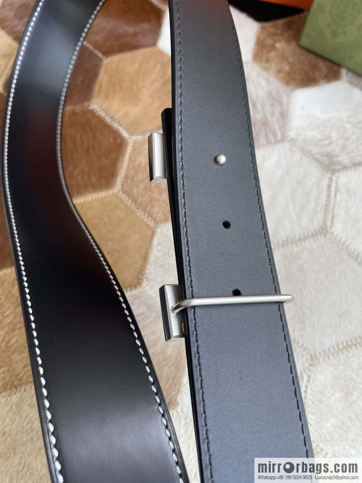 Hermes Hermes, fine steel four-corner solder joint metal buckle with first layer cowhide double-sided men's 3.8cm belt