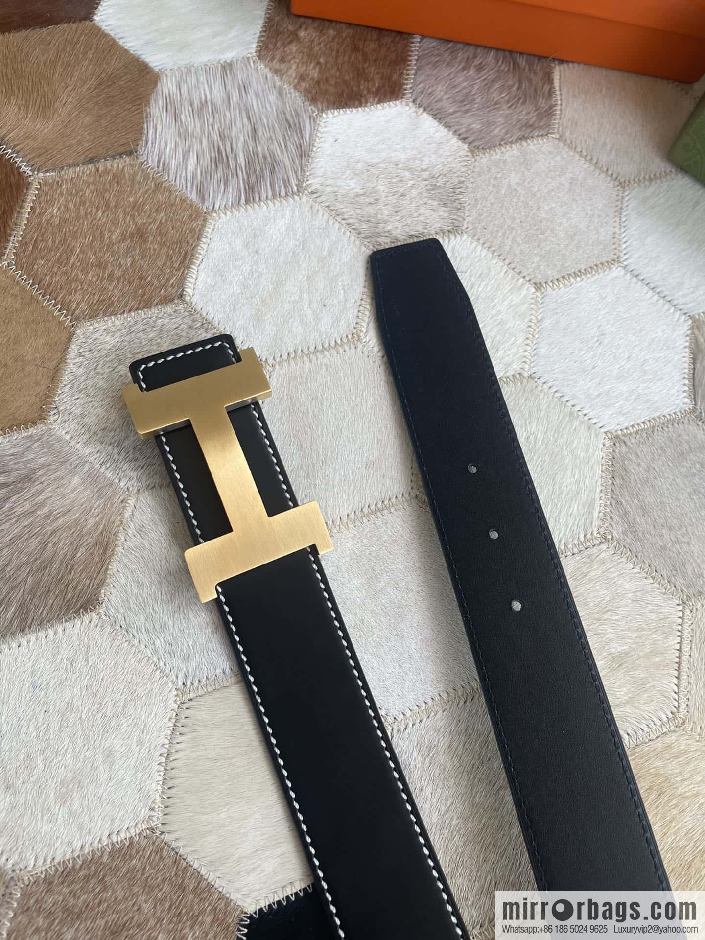 Hermes Hermes, fine steel four-corner solder joint metal buckle with first layer cowhide double-sided men's 3.8cm belt