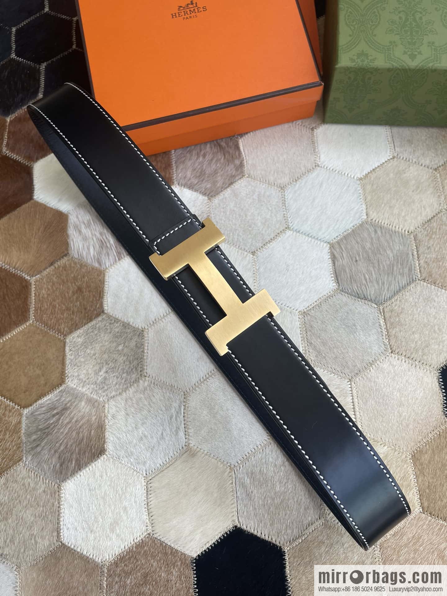 Hermes Hermes, fine steel four-corner solder joint metal buckle with first layer cowhide double-sided men's 3.8cm belt