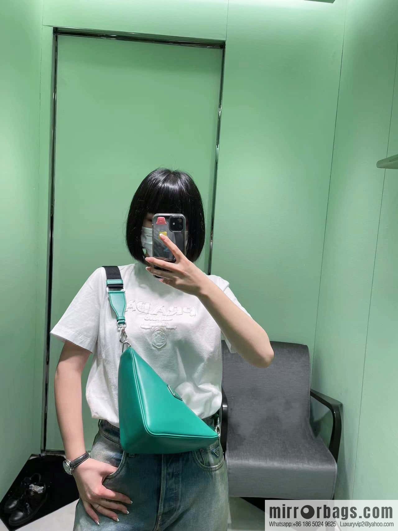 PRADA 🎉 Upgrade Board Triangle Pack 🎉 2VH155 Plain Weave, Green