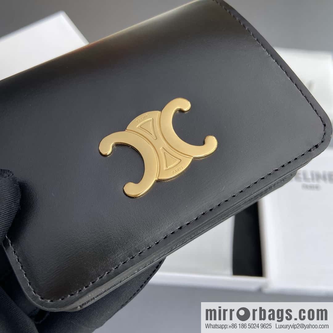 CELINE TRIOMPHE shiny cow leather short wallet 10K623DPV.38NO 622
