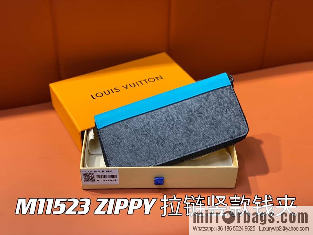 [Original order boutique] M11523 blue silver flower, single zipper wallet series ZIPPY zipper vertical wallet