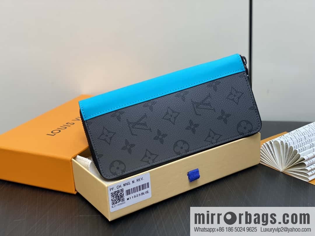 [Original order boutique] M11523 blue silver flower, single zipper wallet series ZIPPY zipper vertical wallet