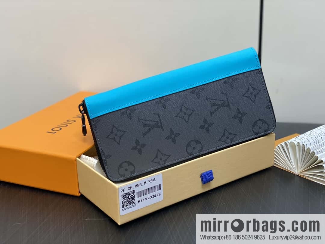 [Original order boutique] M11523 blue silver flower, single zipper wallet series ZIPPY zipper vertical wallet