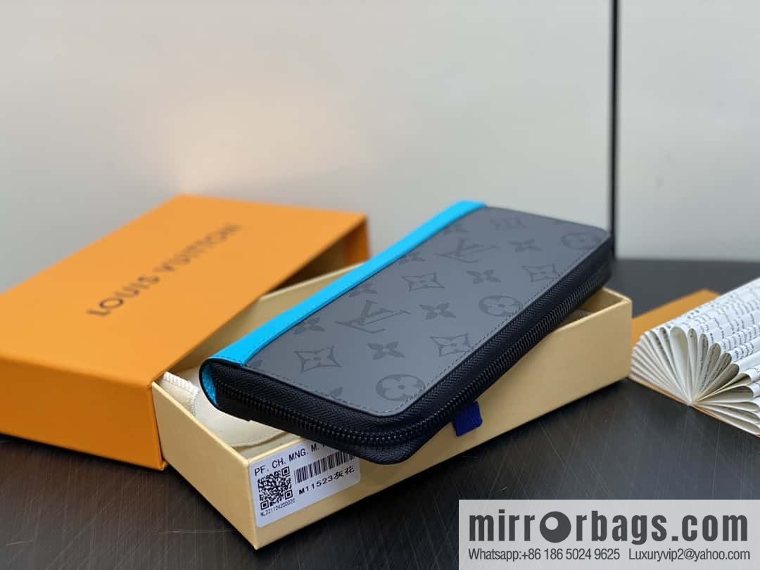 [Original order boutique] M11523 blue silver flower, single zipper wallet series ZIPPY zipper vertical wallet