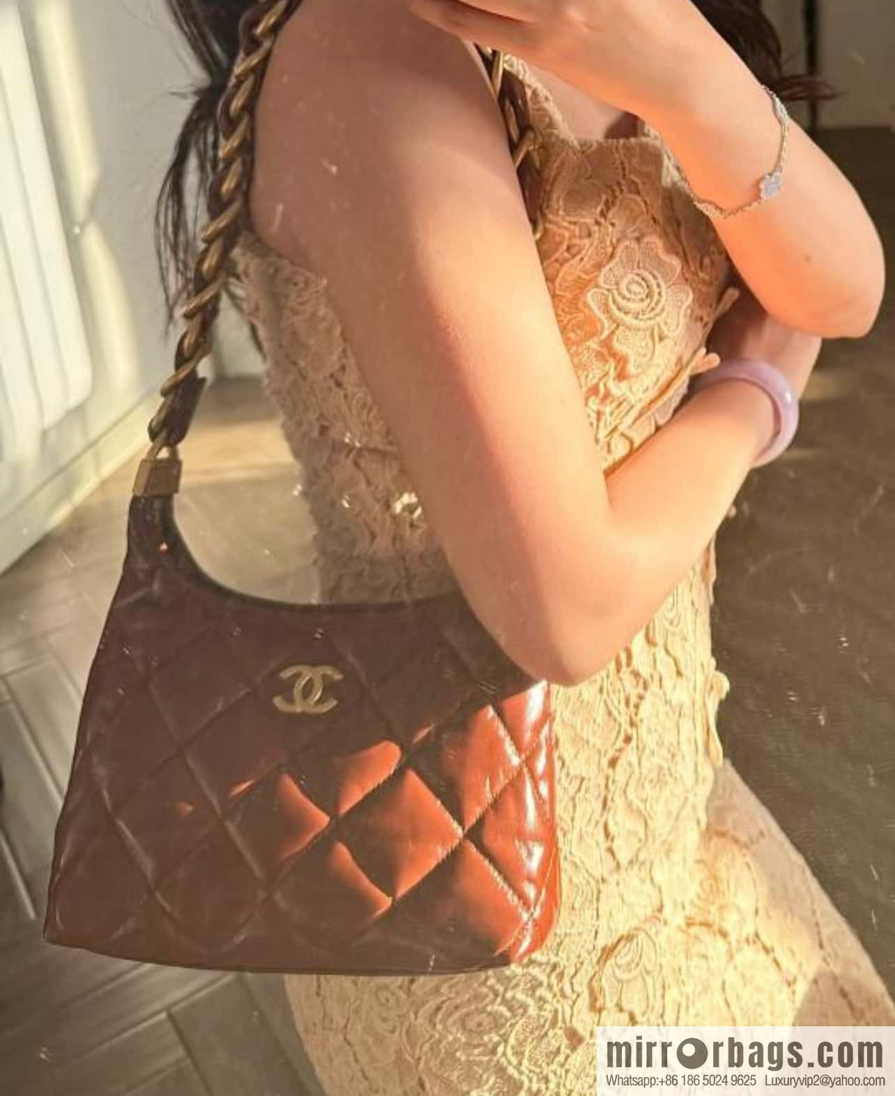 CHANEL Premium Handicraft Workshop Hobo Caramel Color, Small, Genuine Leather AS4922