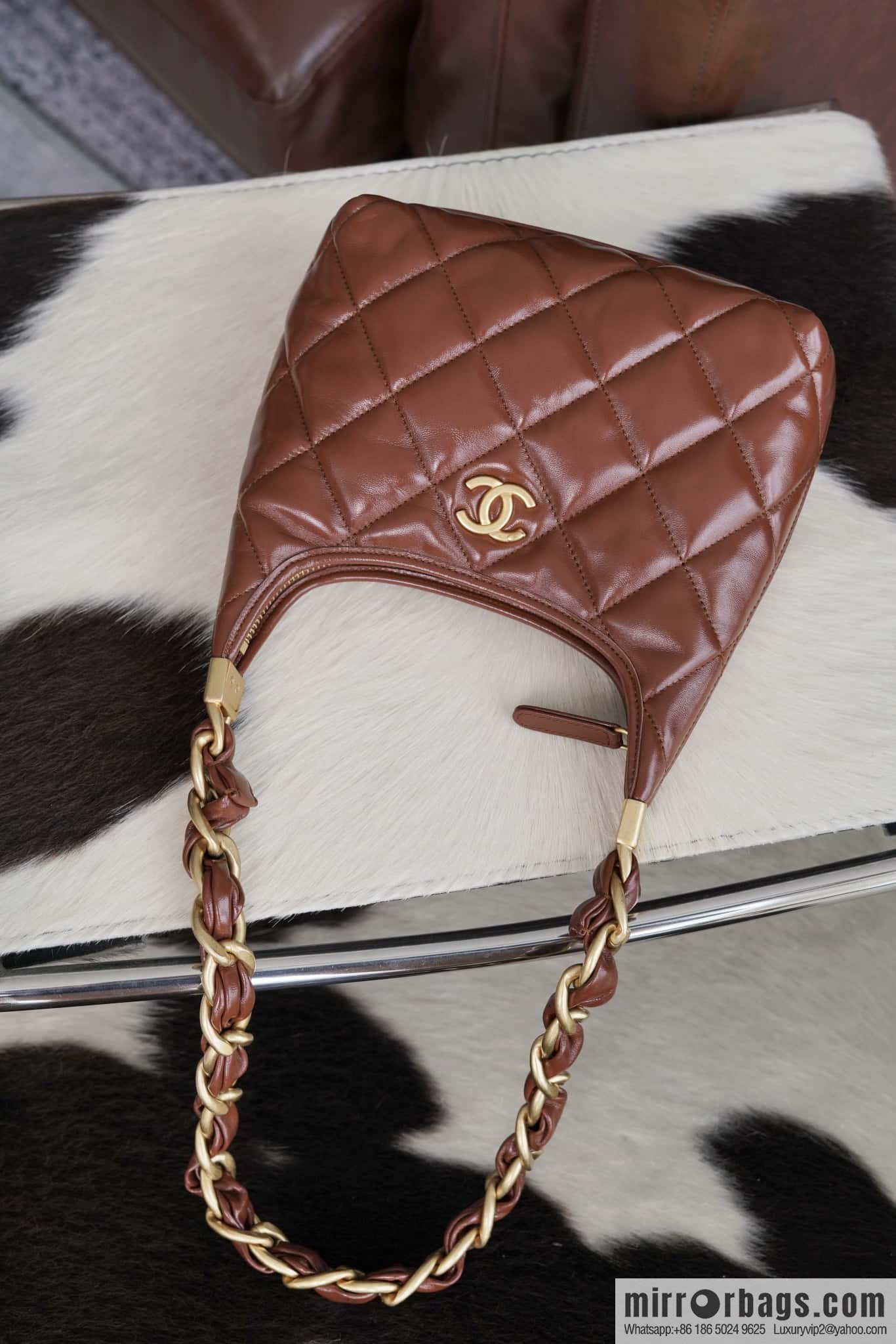 CHANEL Premium Handicraft Workshop Hobo Caramel Color, Small, Genuine Leather AS4922