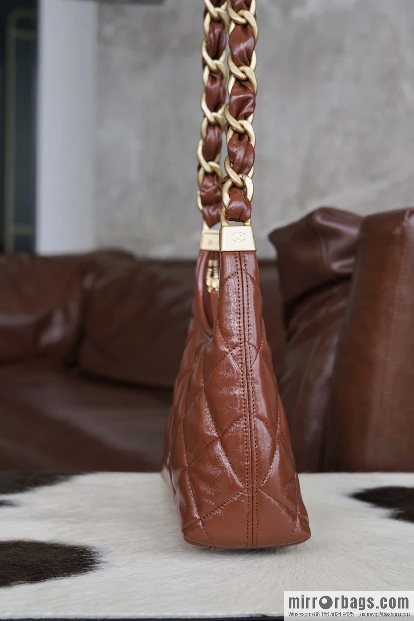 CHANEL Premium Handicraft Workshop Hobo Caramel Color, Small, Genuine Leather AS4922