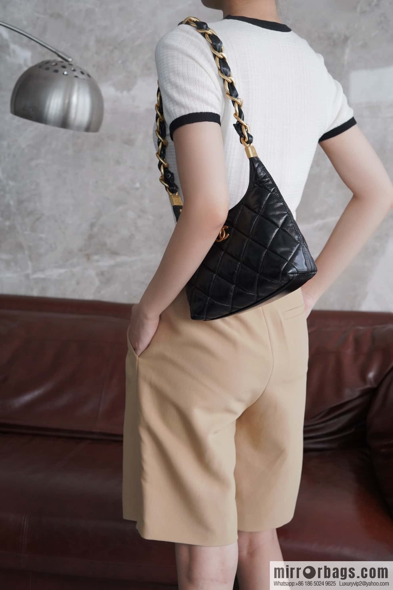 CHANEL Premium Handicraft Workshop Hobo Black, Small, Genuine Leather AS4922