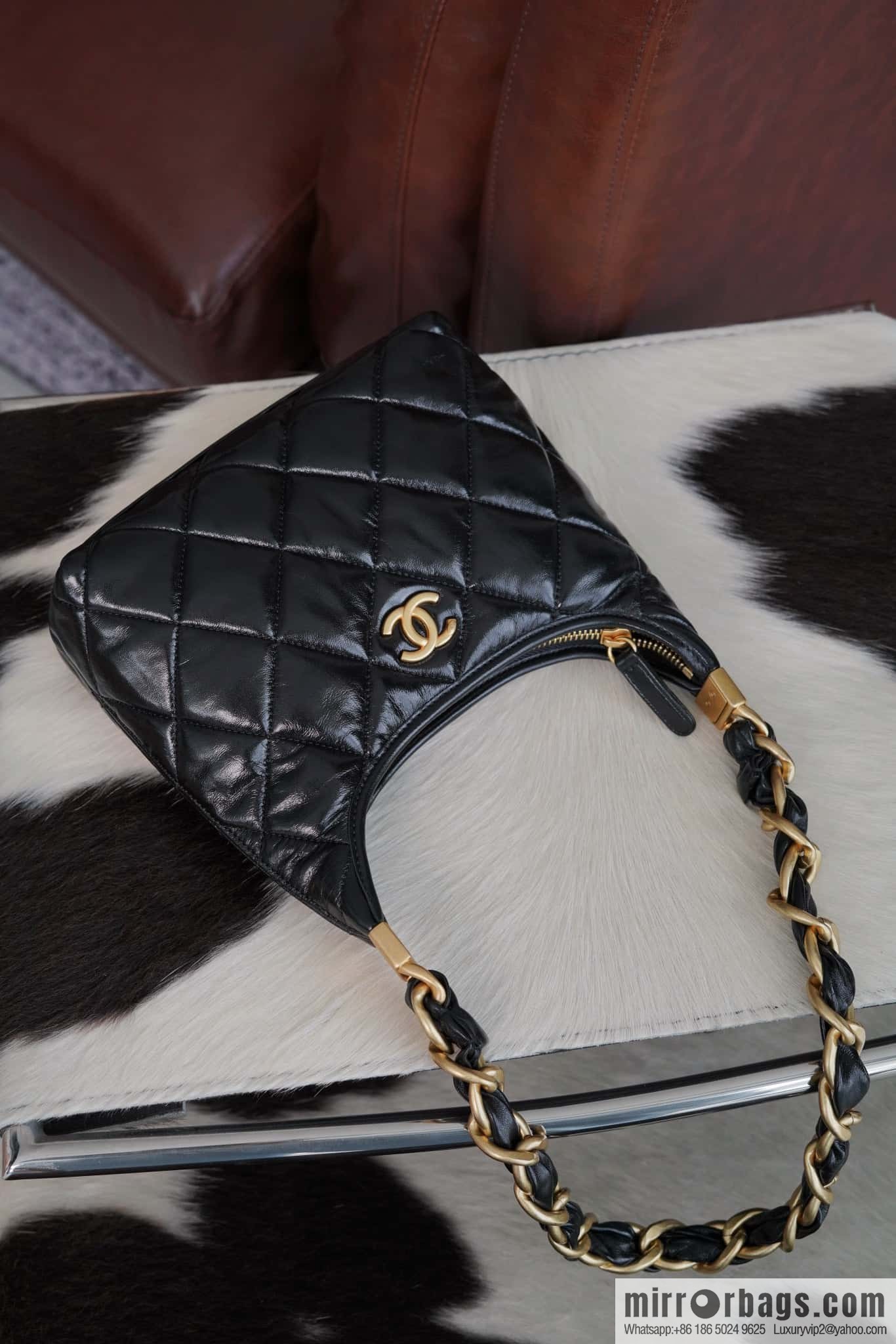 CHANEL Premium Handicraft Workshop Hobo Black, Small, Genuine Leather AS4922