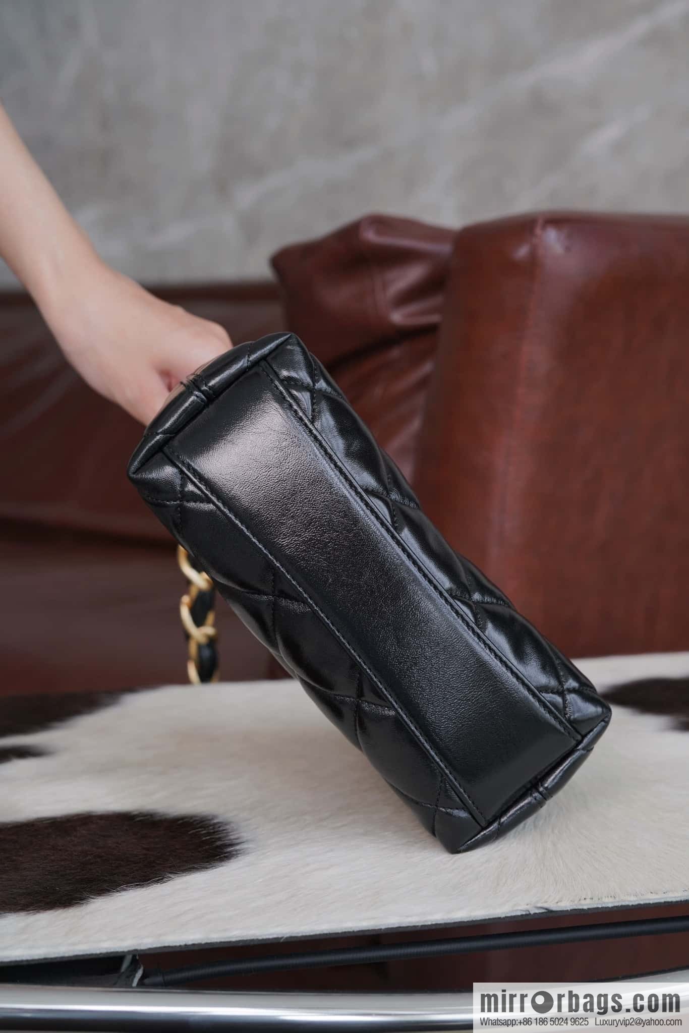 CHANEL Premium Handicraft Workshop Hobo Black, Small, Genuine Leather AS4922