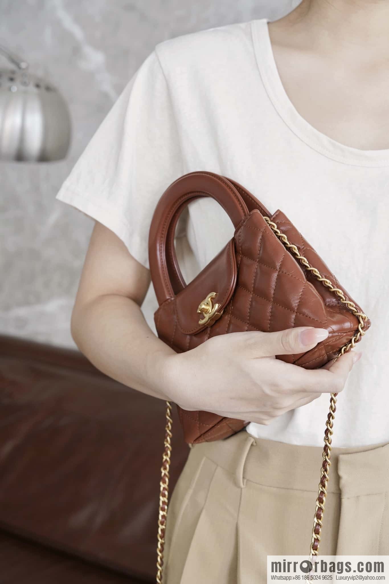 CHANEL 24S New Color Kelly Handle Bag, Large, Caramel AS4416