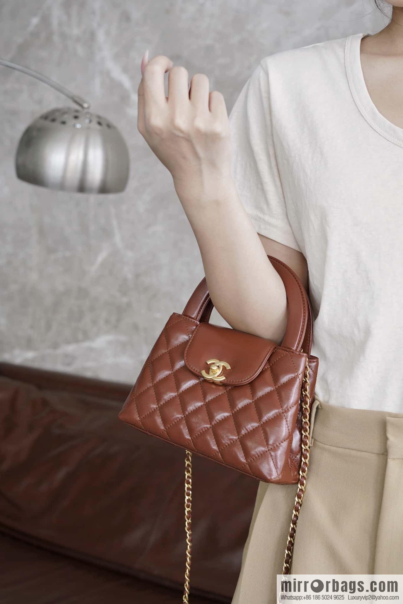 CHANEL 24S New Color Kelly Handle Bag, Large, Caramel AS4416