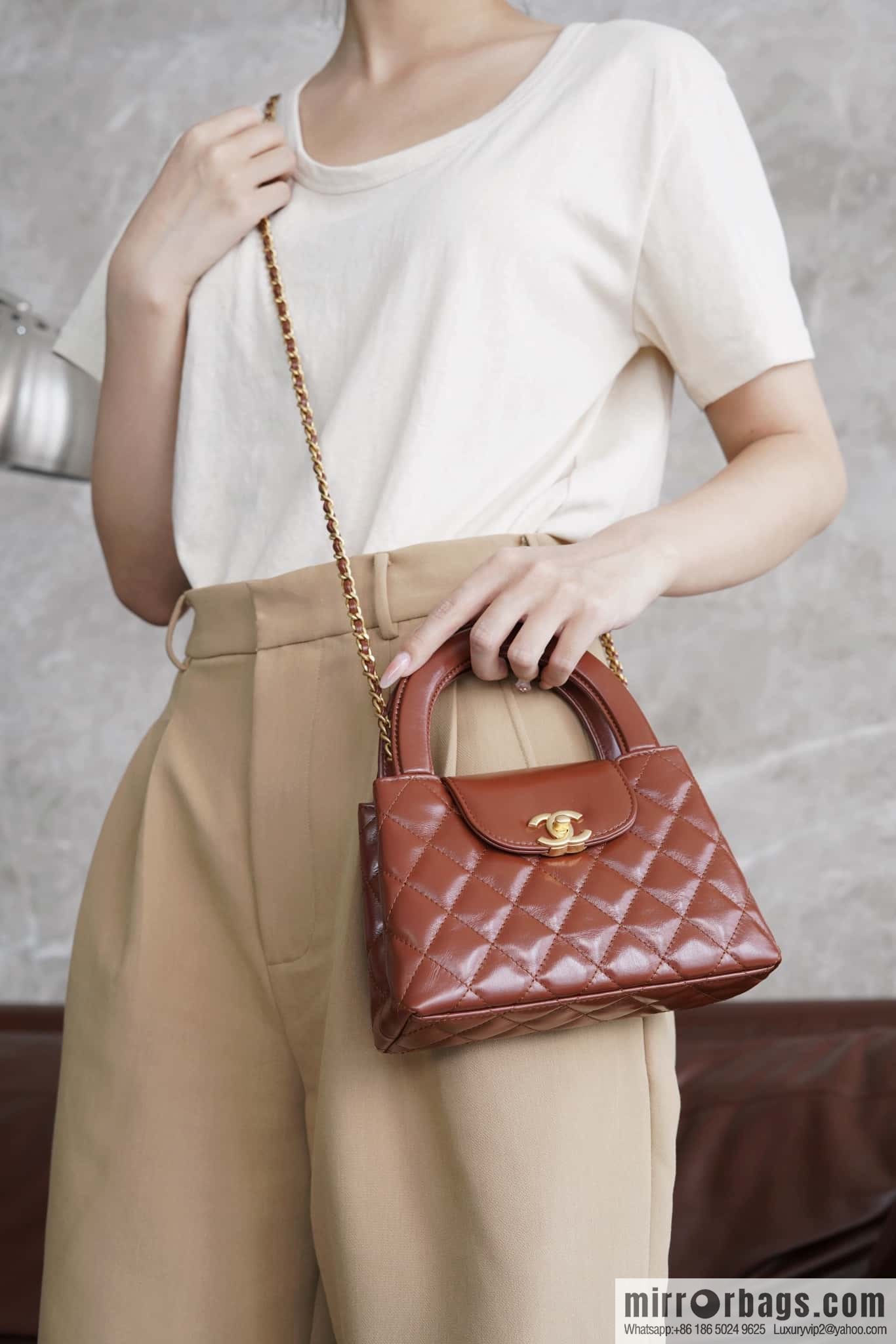 CHANEL 24S New Color Kelly Handle Bag, Large, Caramel AS4416