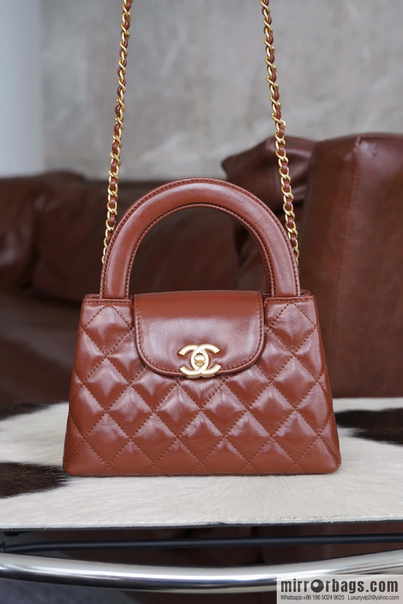 CHANEL 24S New Color Kelly Handle Bag, Large, Caramel AS4416