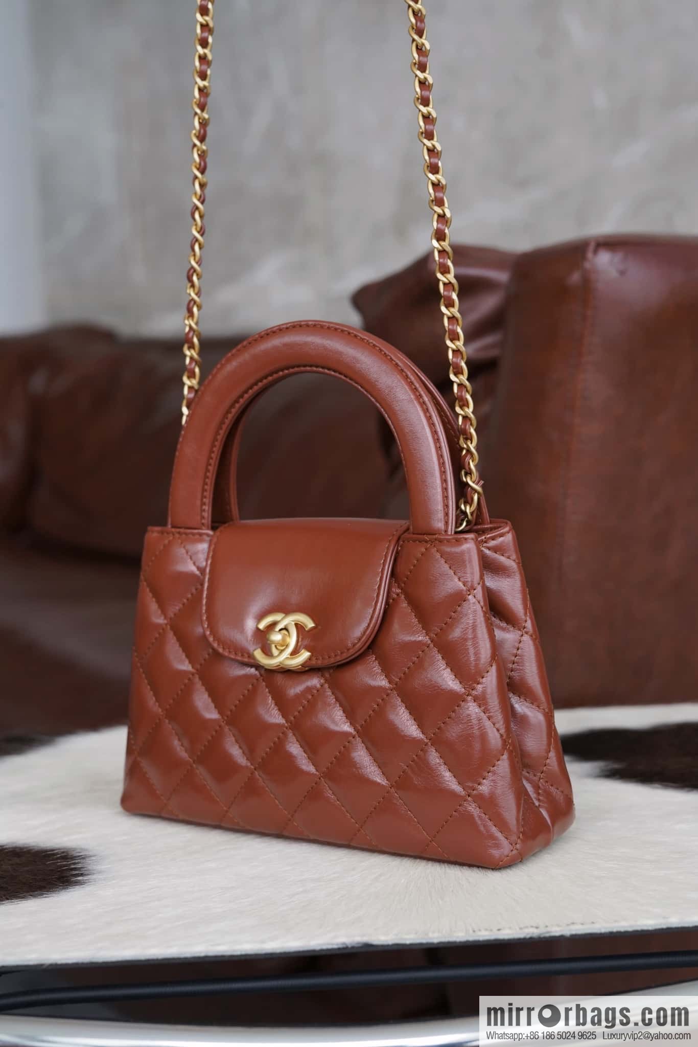 CHANEL 24S New Color Kelly Handle Bag, Large, Caramel AS4416