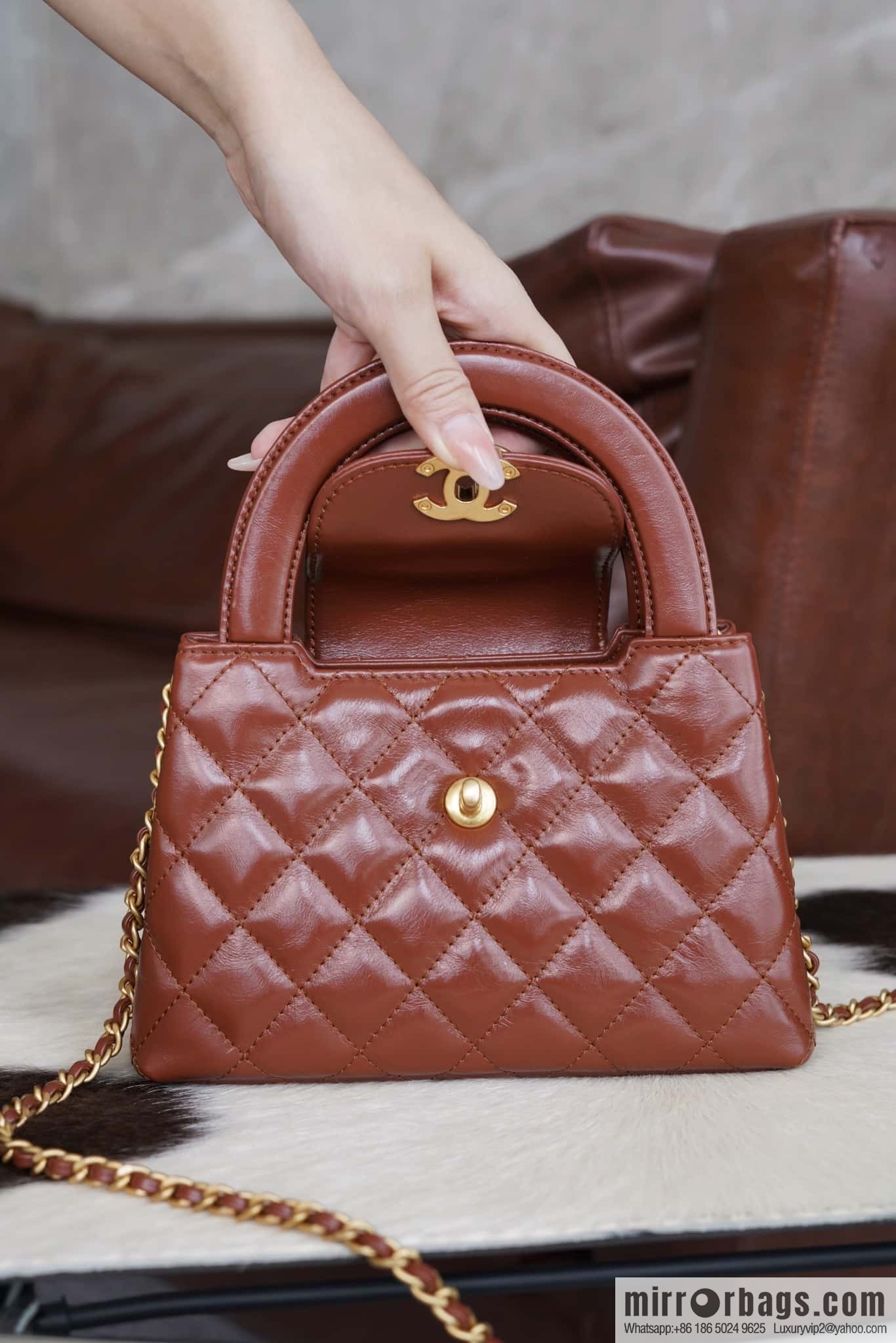 CHANEL 24S New Color Kelly Handle Bag, Large, Caramel AS4416