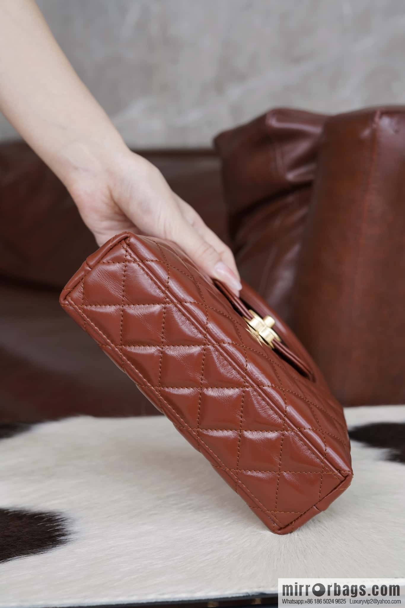 CHANEL 24S New Color Kelly Handle Bag, Large, Caramel AS4416