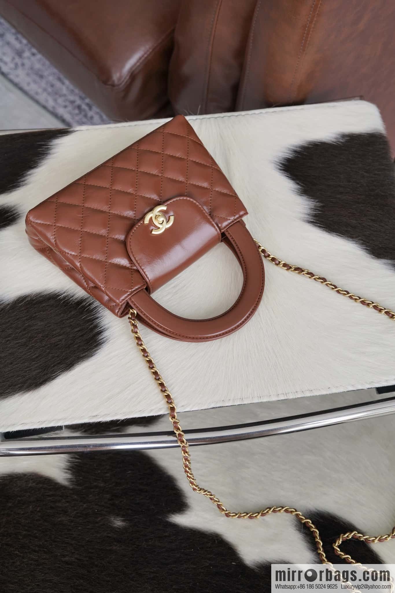 CHANEL 24S New Color Kelly Handle Bag, Large, Caramel AS4416