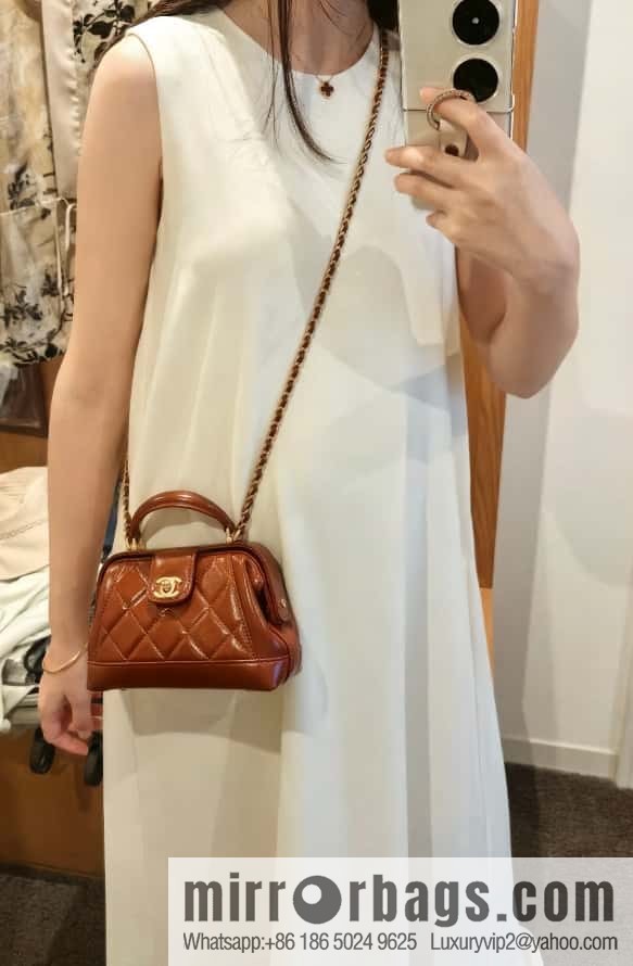 CHANEL 24A Superior Handicraft Doctor Doctor Bag, Small, Caramel AS4958