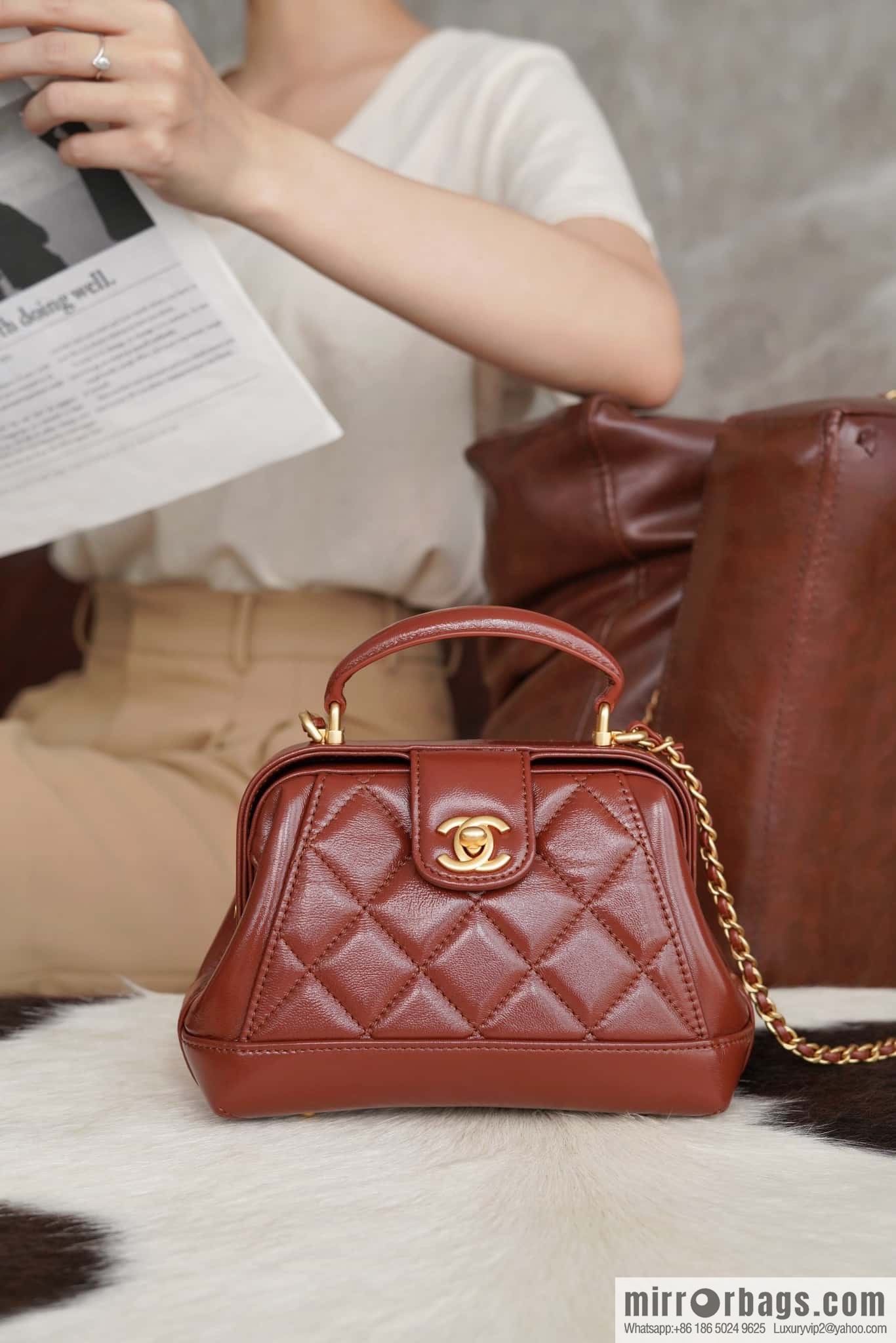 CHANEL 24A Superior Handicraft Doctor Doctor Bag, Small, Caramel AS4958