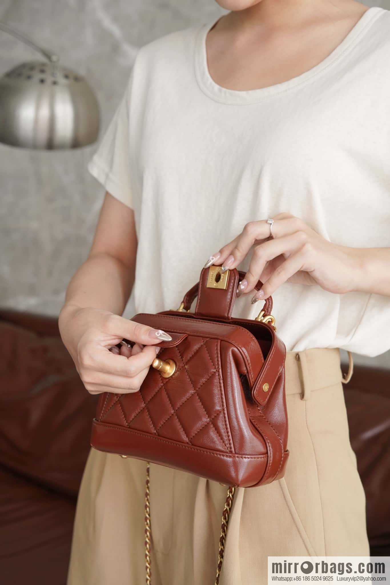 CHANEL 24A Superior Handicraft Doctor Doctor Bag, Small, Caramel AS4958