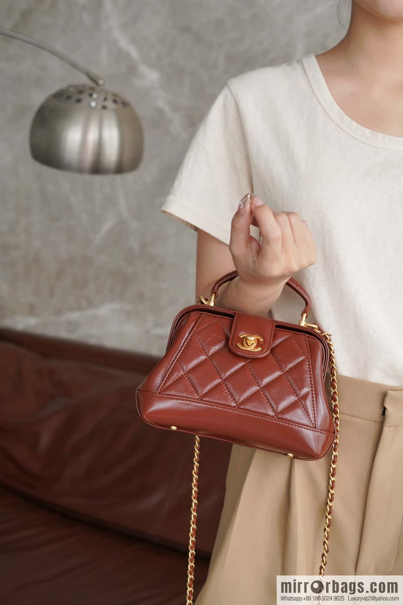 CHANEL 24A Superior Handicraft Doctor Doctor Bag, Small, Caramel AS4958