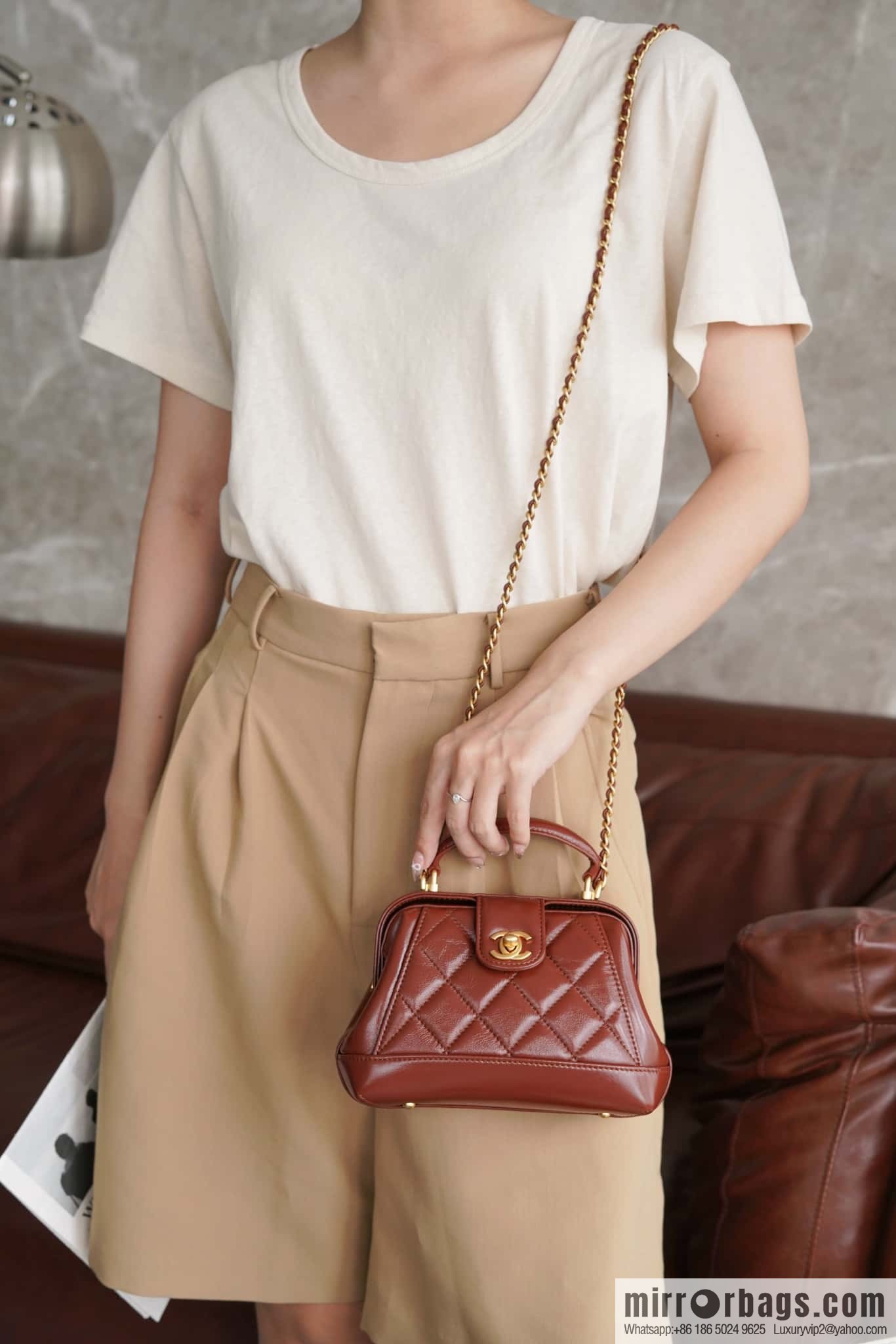 CHANEL 24A Superior Handicraft Doctor Doctor Bag, Small, Caramel AS4958