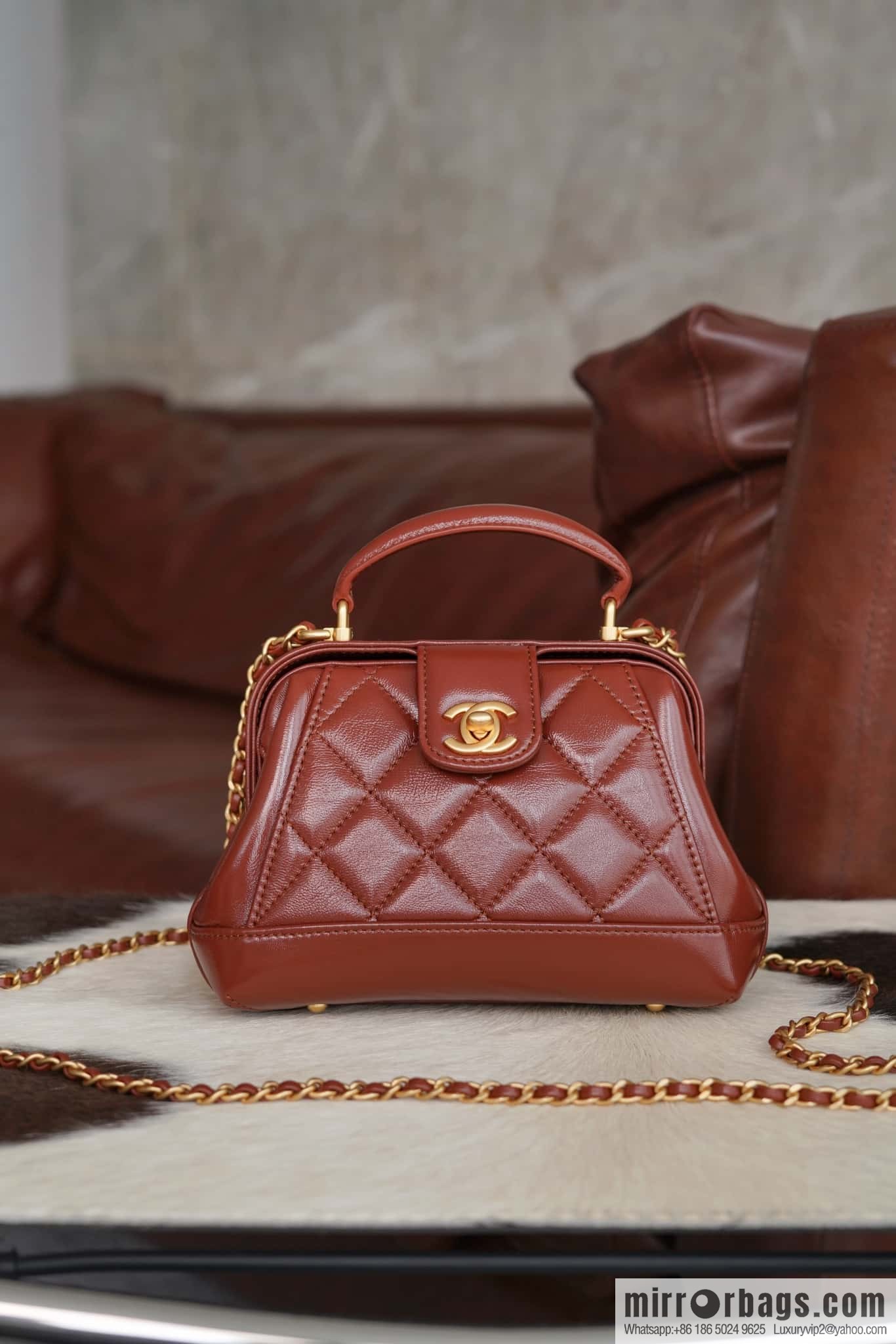 CHANEL 24A Superior Handicraft Doctor Doctor Bag, Small, Caramel AS4958