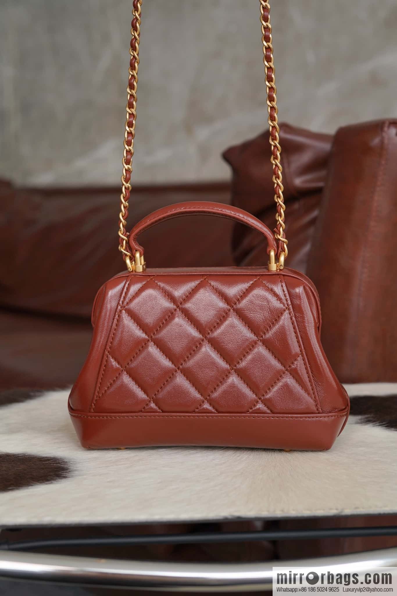 CHANEL 24A Superior Handicraft Doctor Doctor Bag, Small, Caramel AS4958