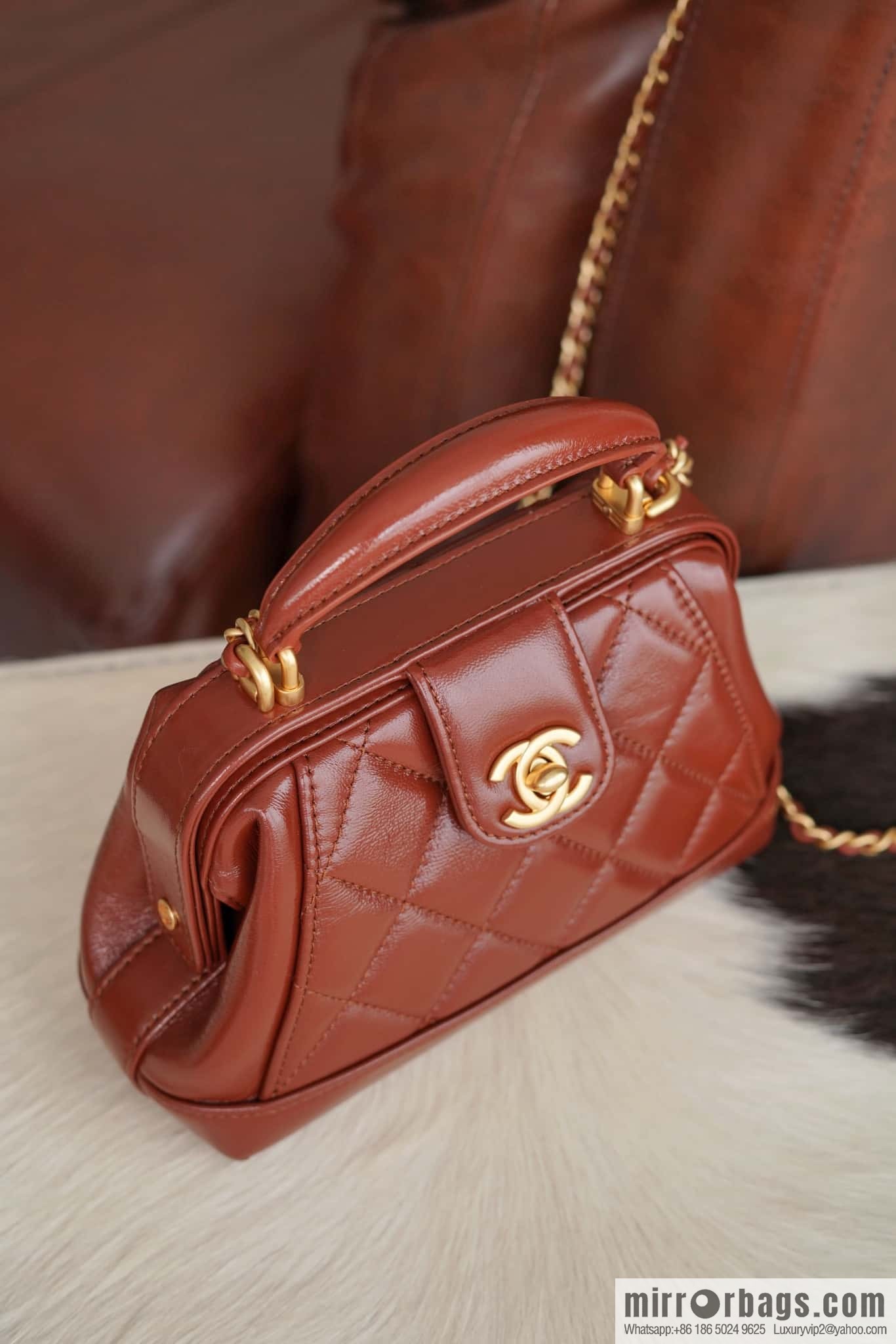 CHANEL 24A Superior Handicraft Doctor Doctor Bag, Small, Caramel AS4958